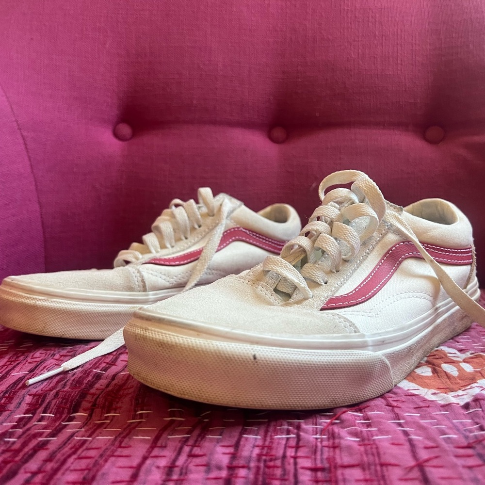 Vans Classic White and Pink Shoes
